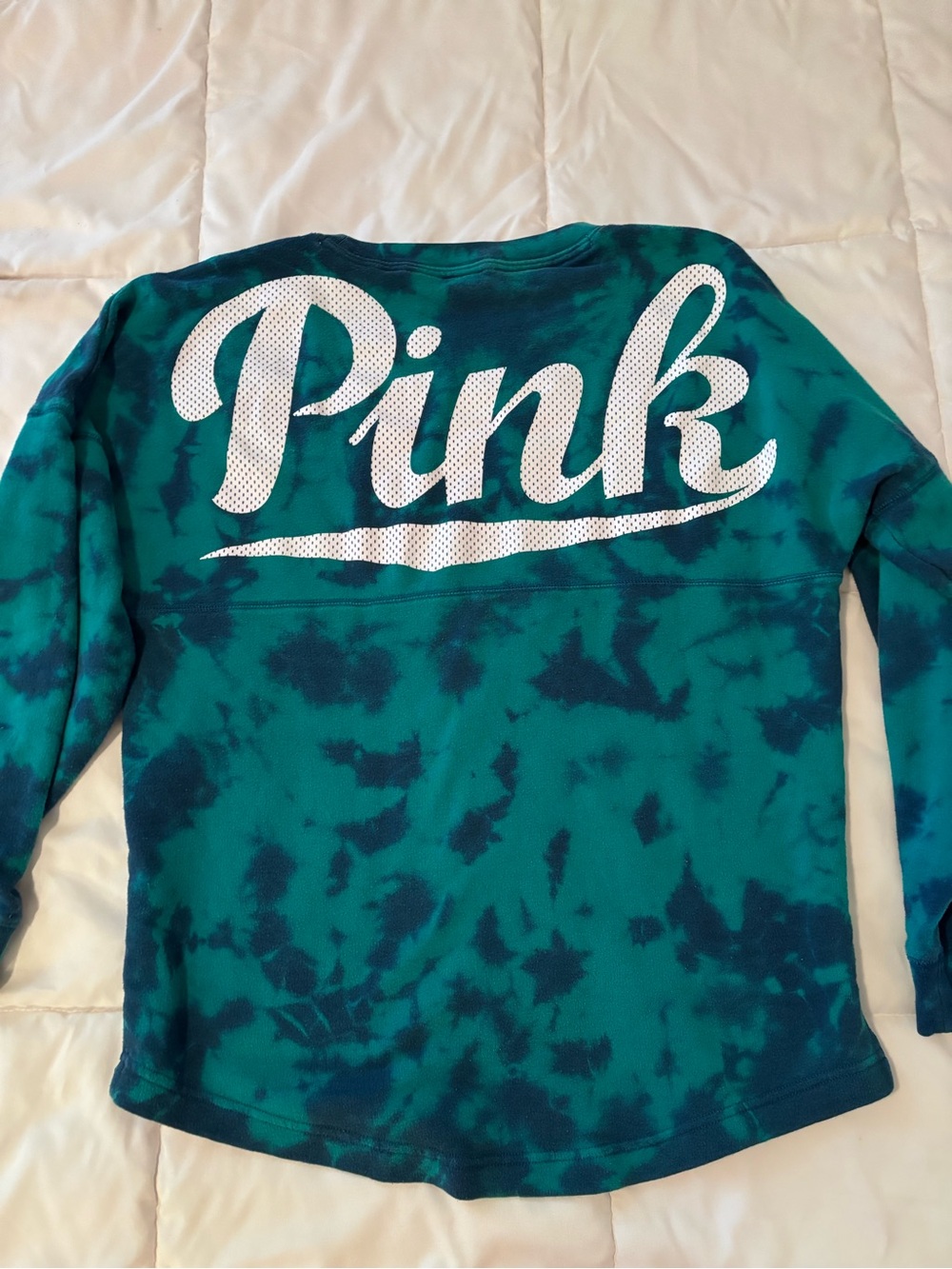 Victoria's Secret PINK Teal & Navy Tie-Dye Long Sleeve Sweatshirt